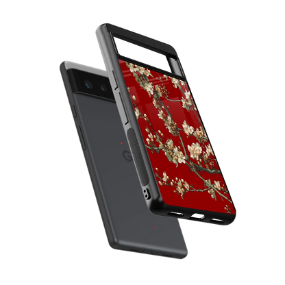 Scarlet Petals sleek google pixel 6 cover with tempered glass back and TPU edges