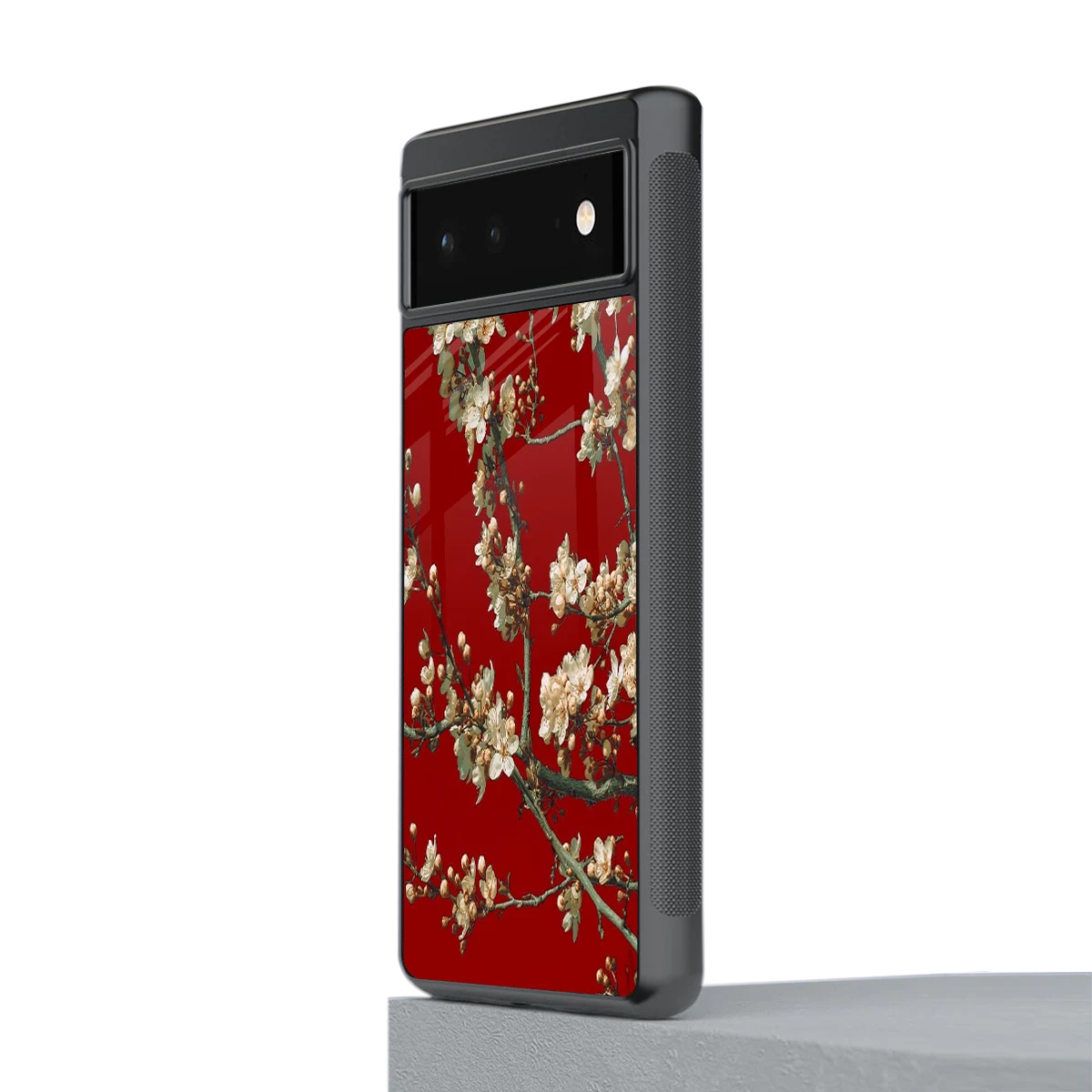Scarlet Petals stylish phone case for google pixel 6a | glossy glass and slim fit