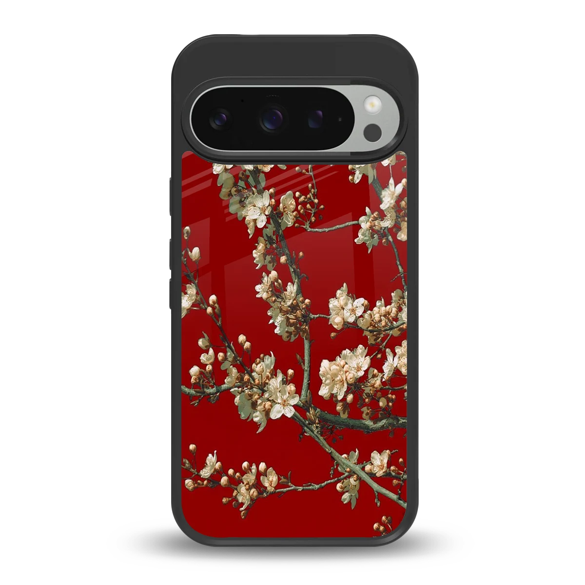 Scarlet Petals back phone cover | glass case for google pixel 9 pro xl