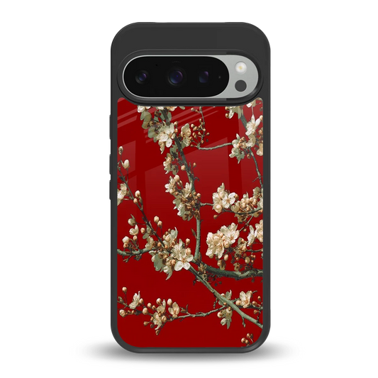 Scarlet Petals back phone cover | glass case for google pixel 9 pro xl