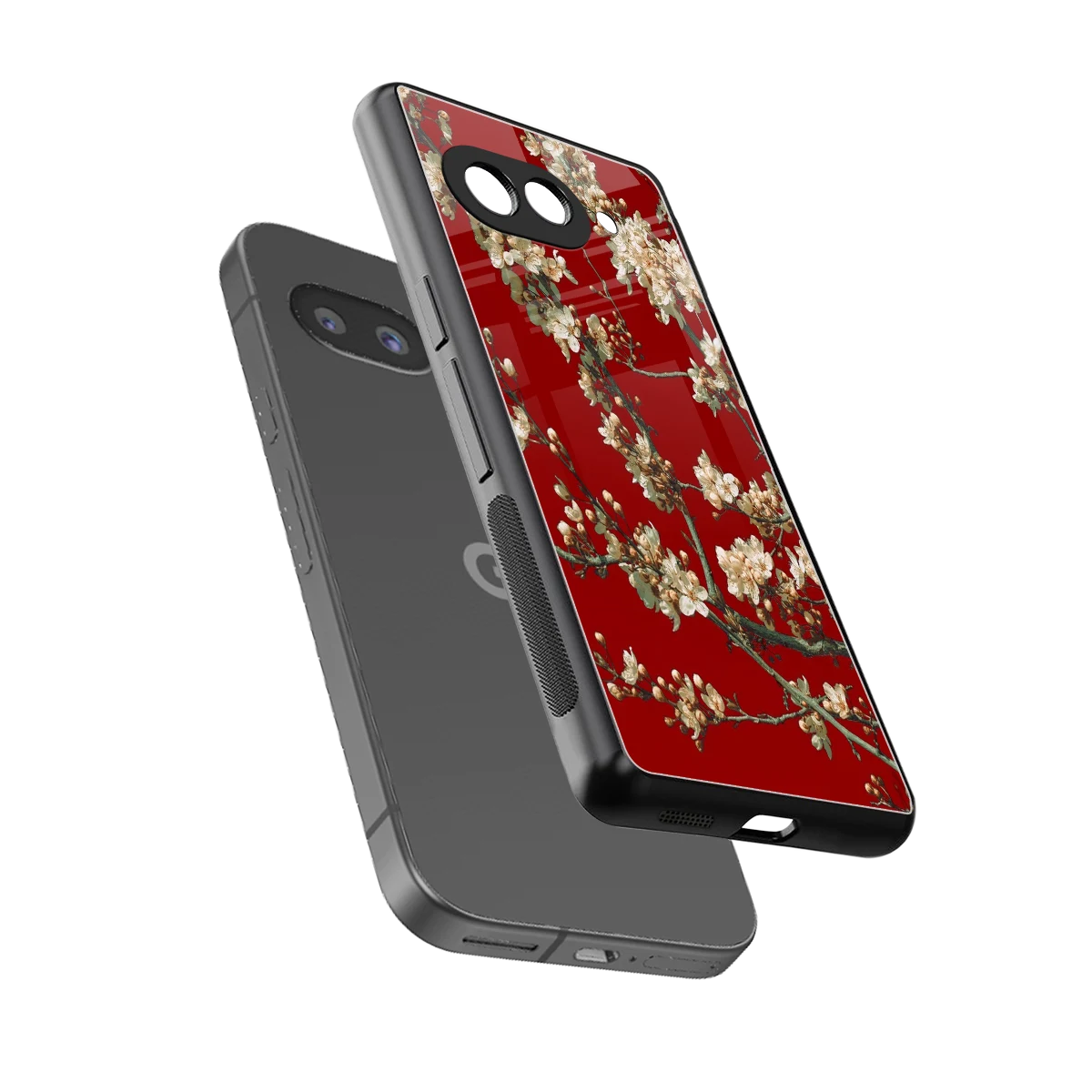 Scarlet Petals sleek google pixel 10a cover with tempered glass back and TPU edges