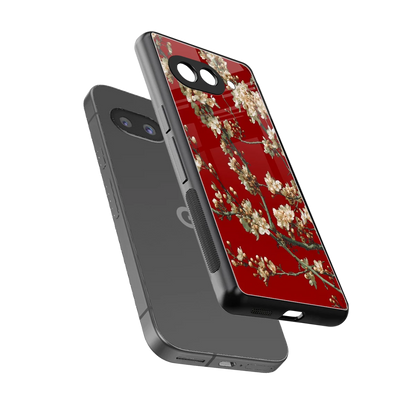 Scarlet Petals sleek google pixel 10a cover with tempered glass back and TPU edges