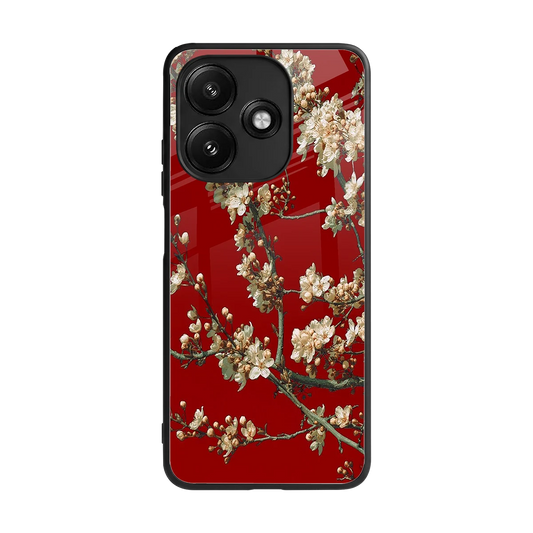 Scarlet Petals back phone cover | glass case for redmi 12 5g