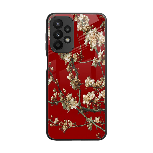 Scarlet Petals back phone cover | glass case for samsung galaxy a23