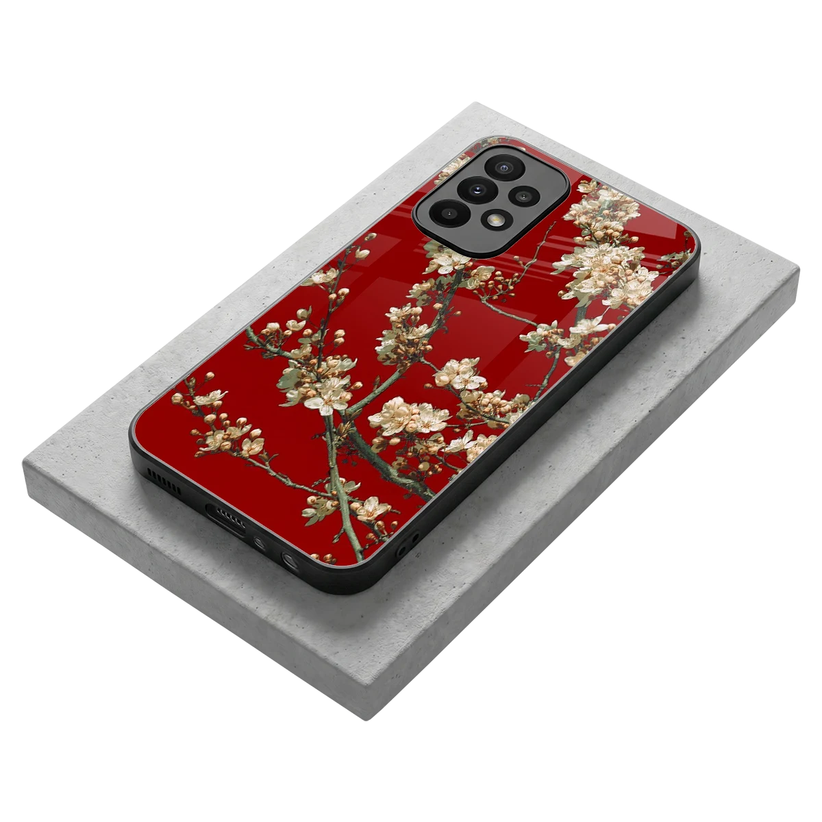 Scarlet Petals stylish phone case for samsung galaxy a23 | glossy glass and slim fit
