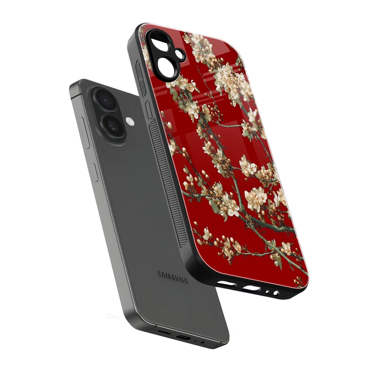 Scarlet Petals sleek samsung galaxy a06 5g cover with tempered glass back and TPU edges