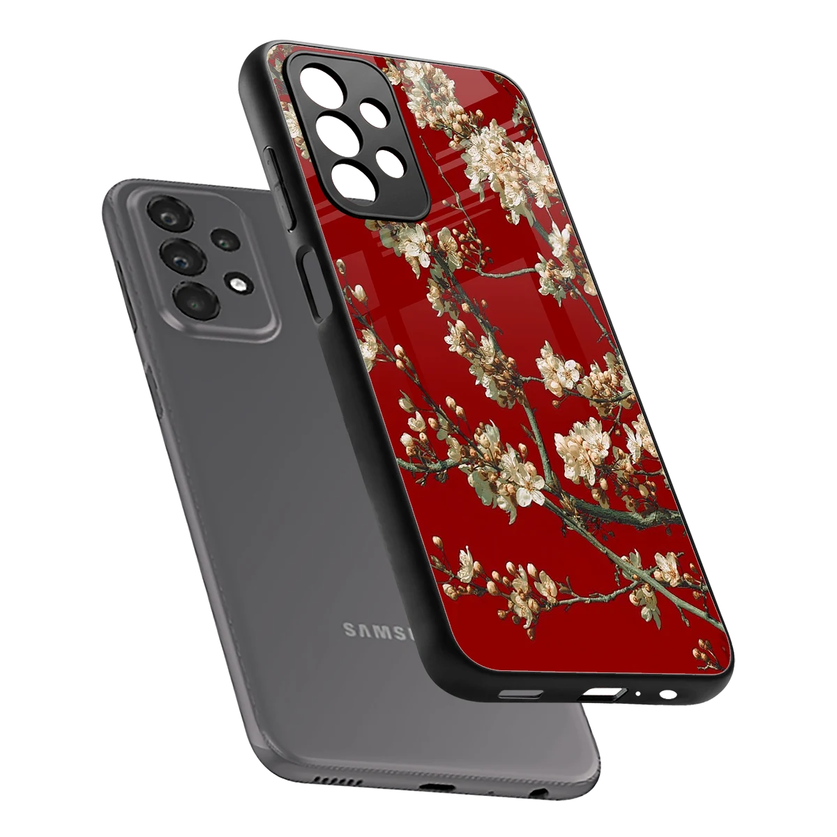 Scarlet Petals sleek samsung galaxy a23 cover with tempered glass back and TPU edges