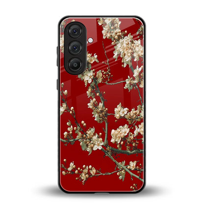 Scarlet Petals back phone cover | glass case for samsung galaxy a55 5g