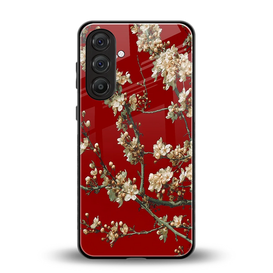 Scarlet Petals back phone cover | glass case for samsung galaxy m36 5g