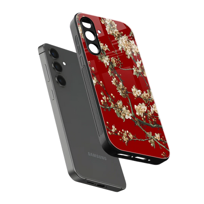 Scarlet Petals sleek samsung galaxy a55 5g cover with tempered glass back and TPU edges