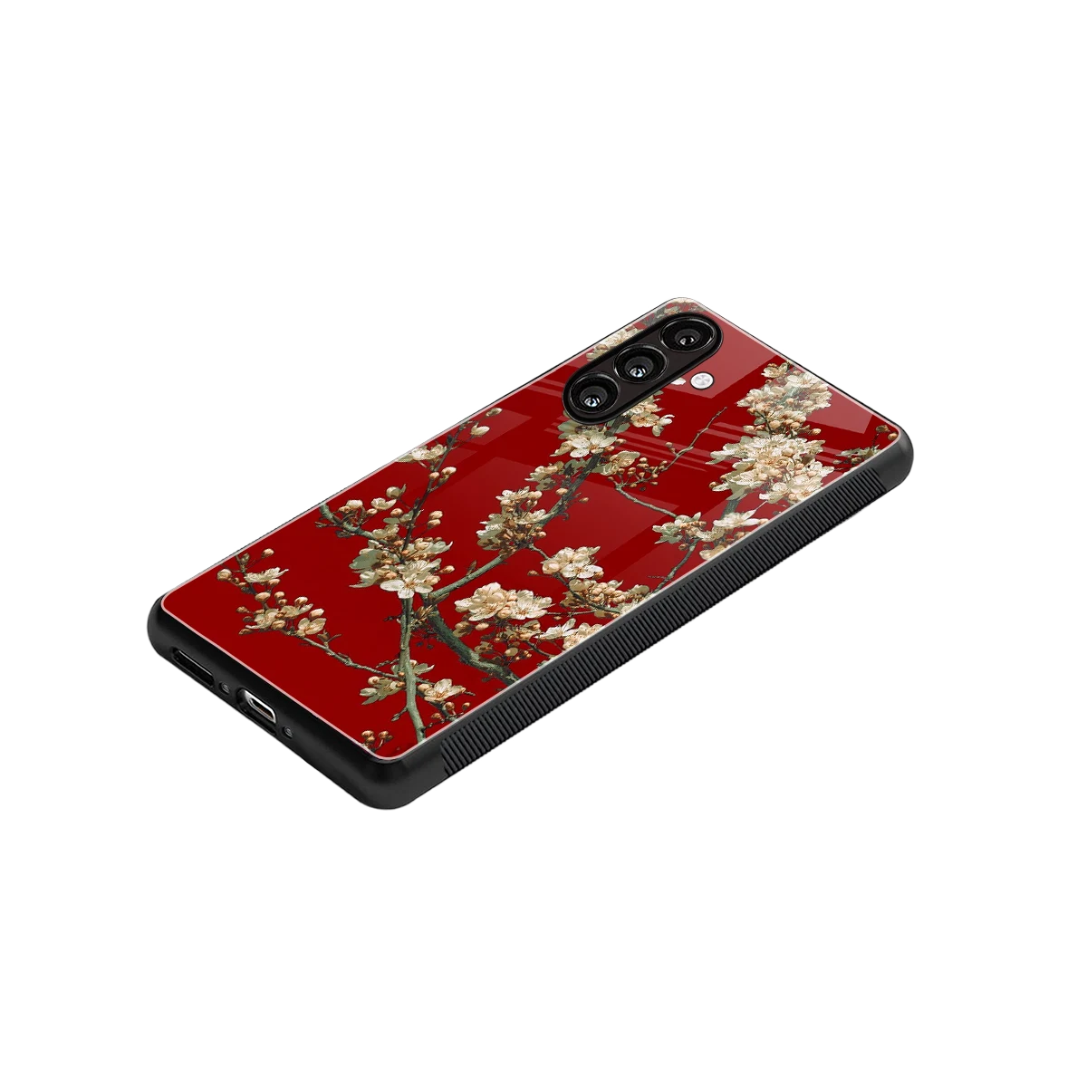 Scarlet Petals stylish phone case for samsung galaxy a55 5g | glossy glass and slim fit