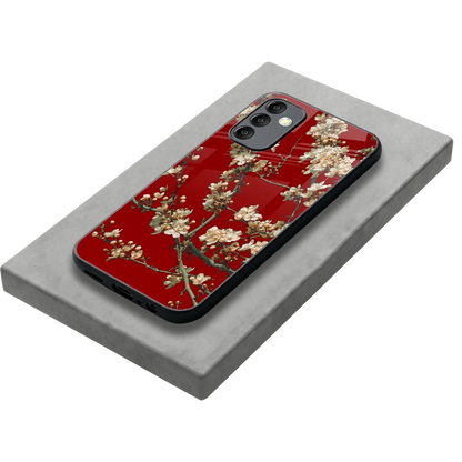 Scarlet Petals stylish phone case for samsung galaxy m14 5g | glossy glass and slim fit