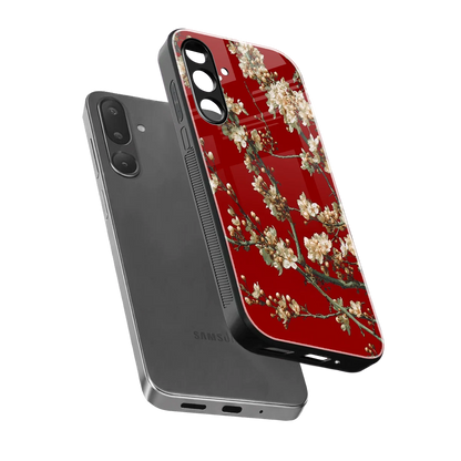 Scarlet Petals sleek samsung galaxy m36 5g cover with tempered glass back and TPU edges