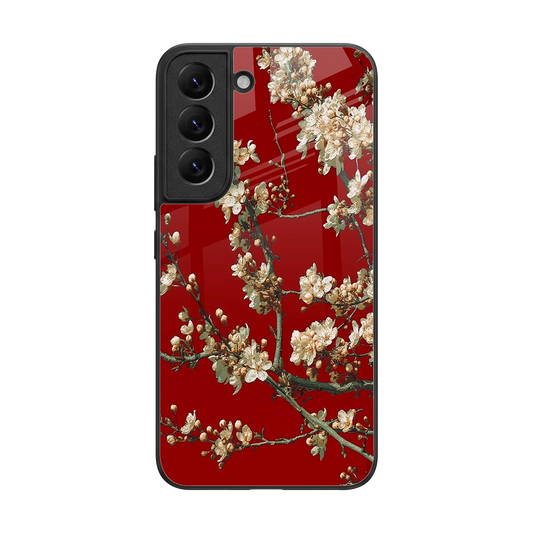 Scarlet Petals back phone cover | glass case for samsung galaxy s22