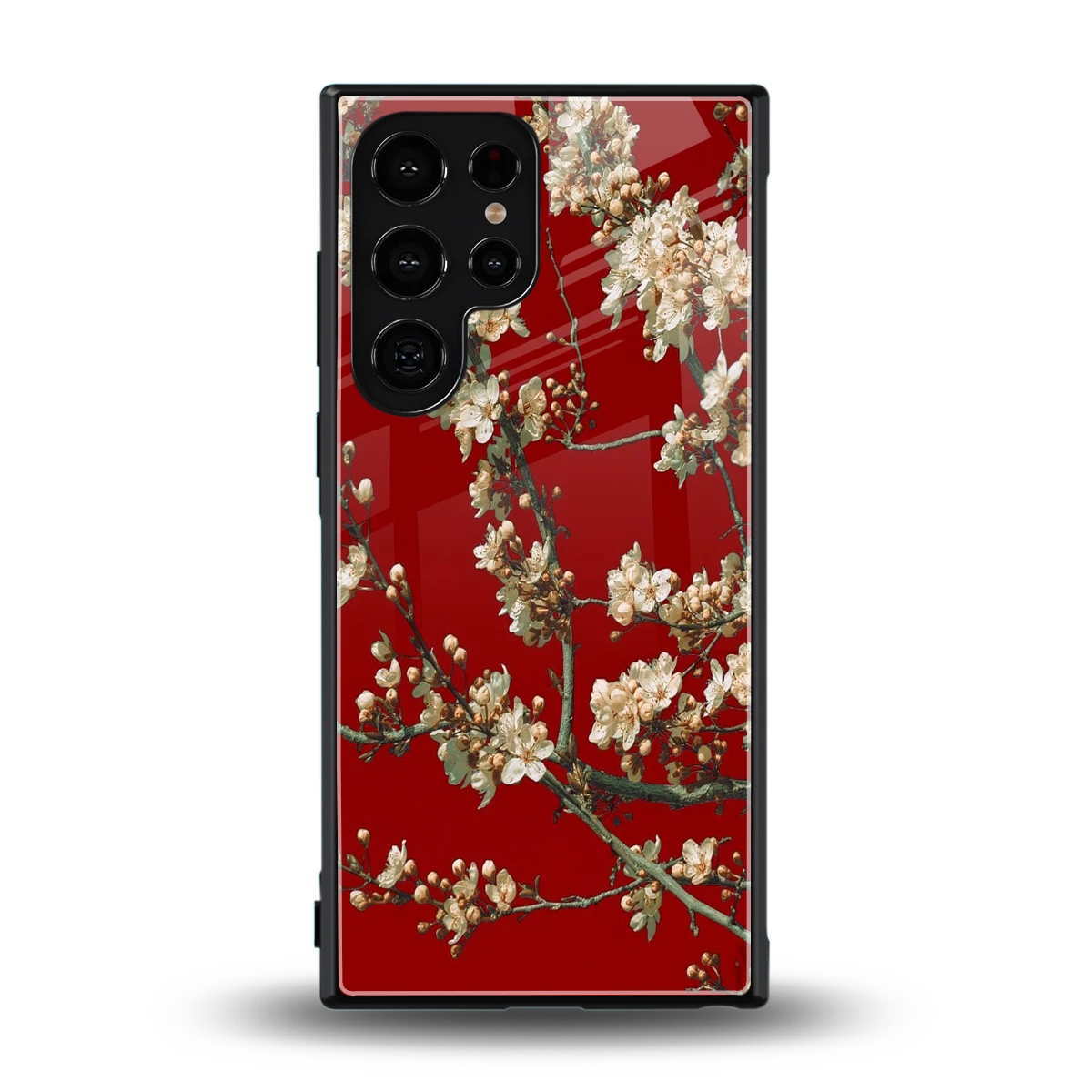 Scarlet Petals back phone cover | glass case for samsung galaxy s23 ultra