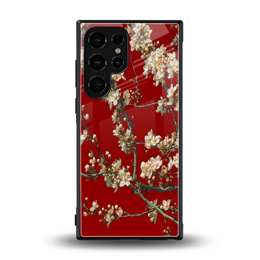 Scarlet Petals back phone cover | glass case for samsung galaxy s23 ultra