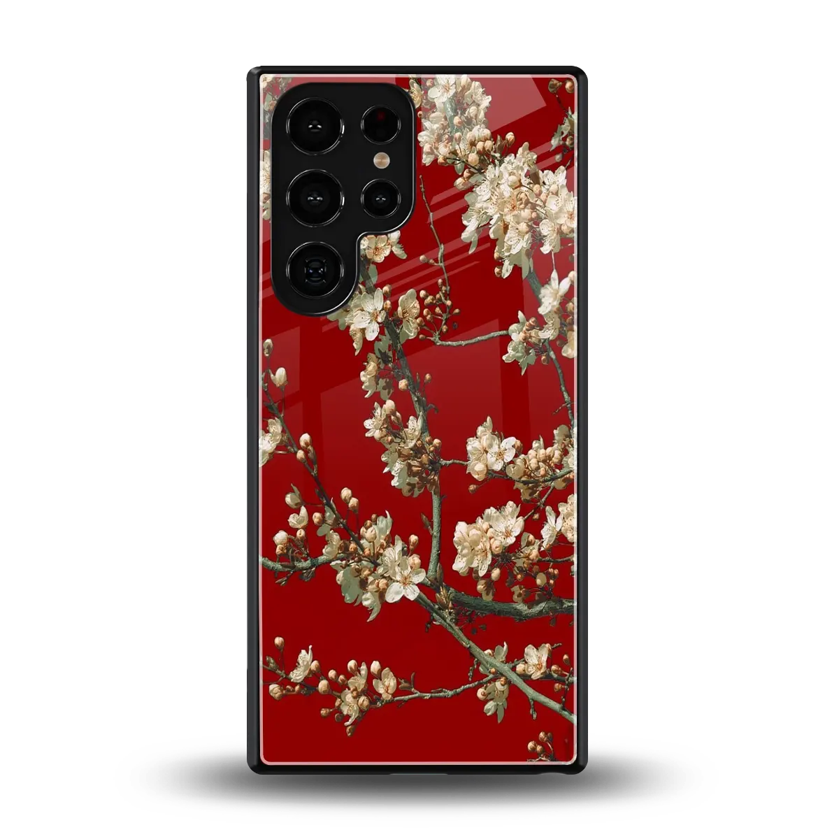 Scarlet Petals back phone cover | glass case for samsung galaxy s25 ultra