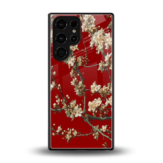 Scarlet Petals back phone cover | glass case for samsung galaxy s25 ultra