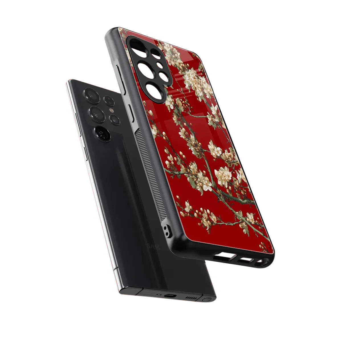 Scarlet Petals sleek samsung galaxy s25 ultra cover with tempered glass back and TPU edges