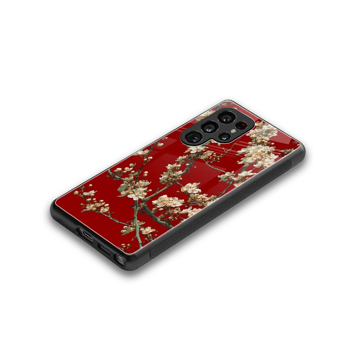 Scarlet Petals stylish phone case for samsung galaxy s25 ultra | glossy glass and slim fit