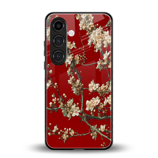 Scarlet Petals back phone cover | glass case for samsung galaxy s25