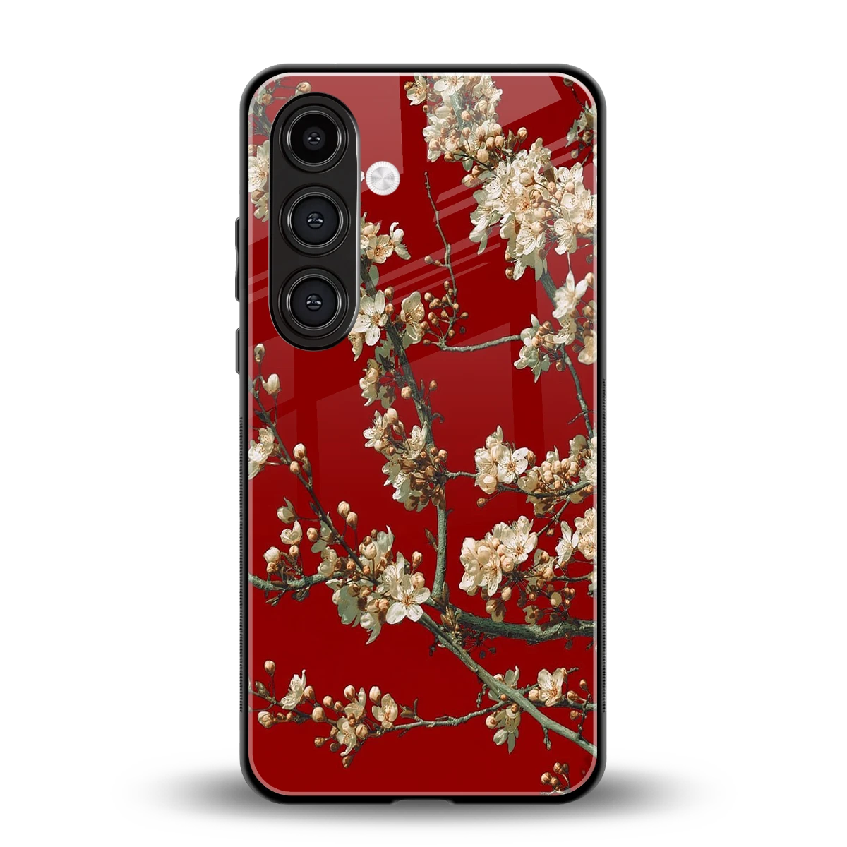 Scarlet Petals back phone cover | glass case for samsung galaxy s23 plus