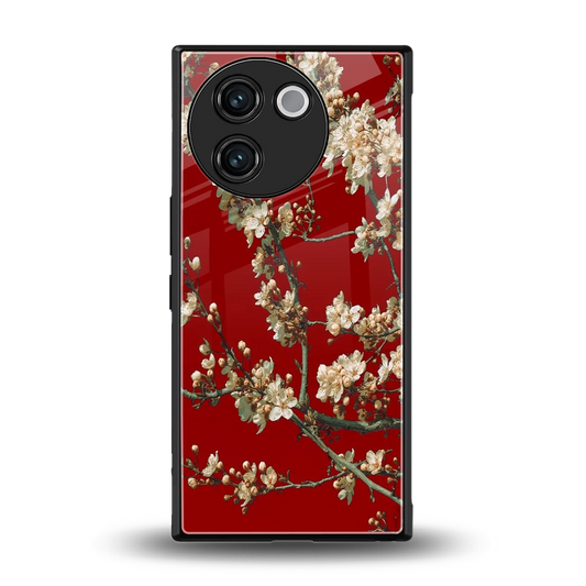 Scarlet Petals back phone cover | glass case for vivo v30e