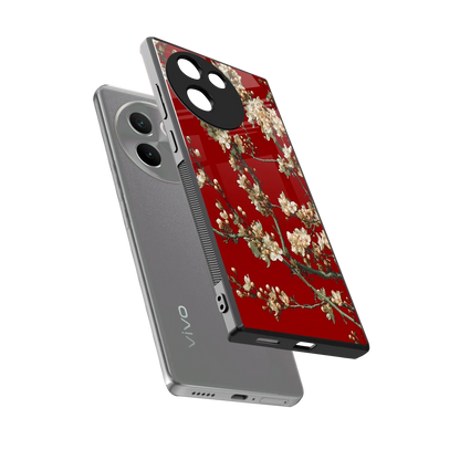 Scarlet Petals sleek vivo v30e cover with tempered glass back and TPU edges
