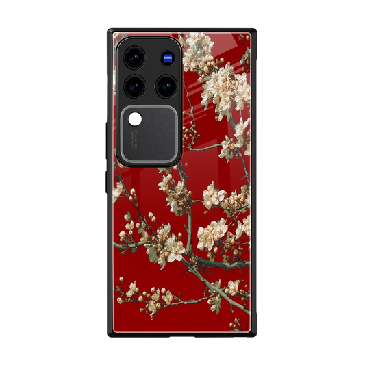 Scarlet Petals back phone cover | glass case forvivo v30 pro