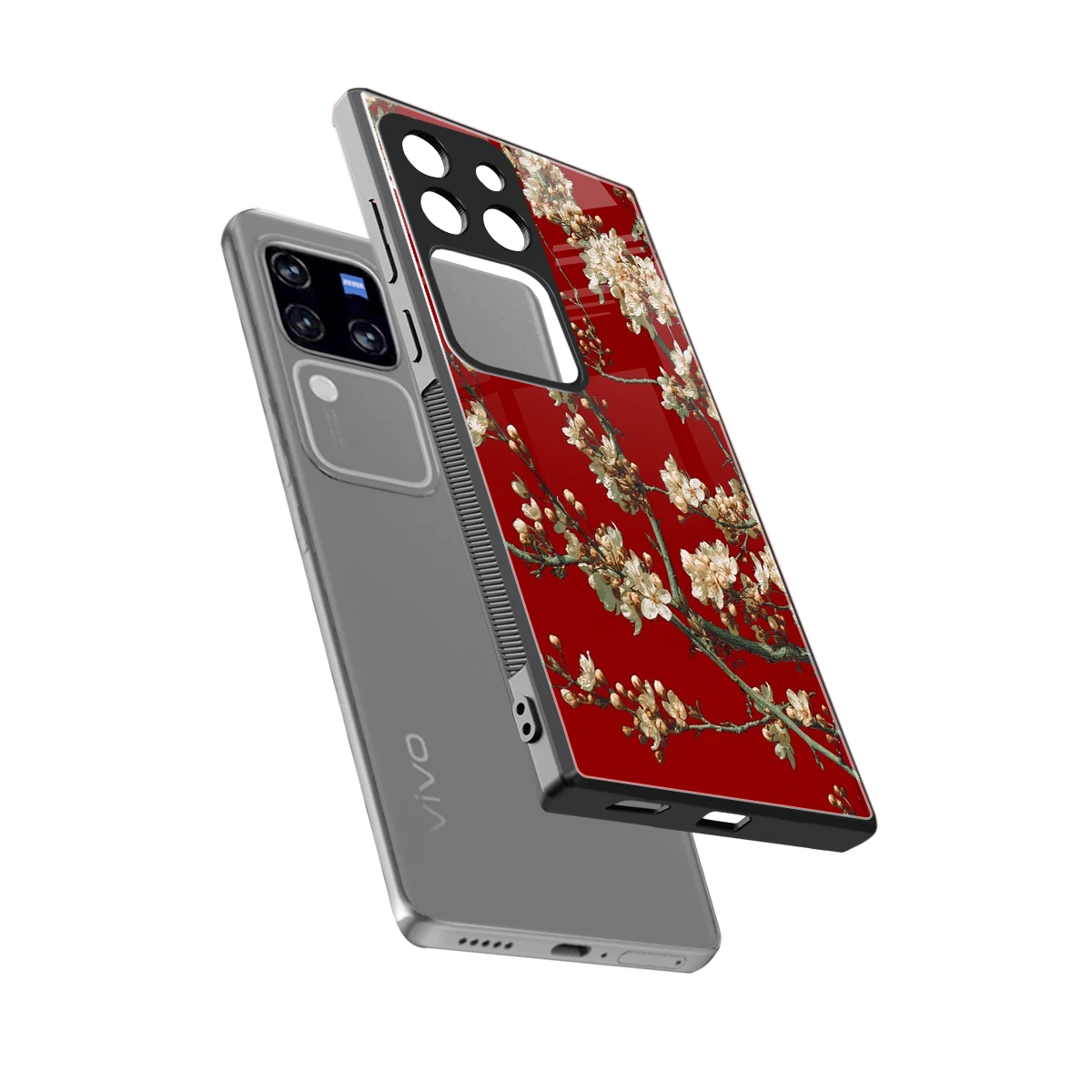 Scarlet Petals sleekvivo v30 pro cover with tempered glass back and TPU edges