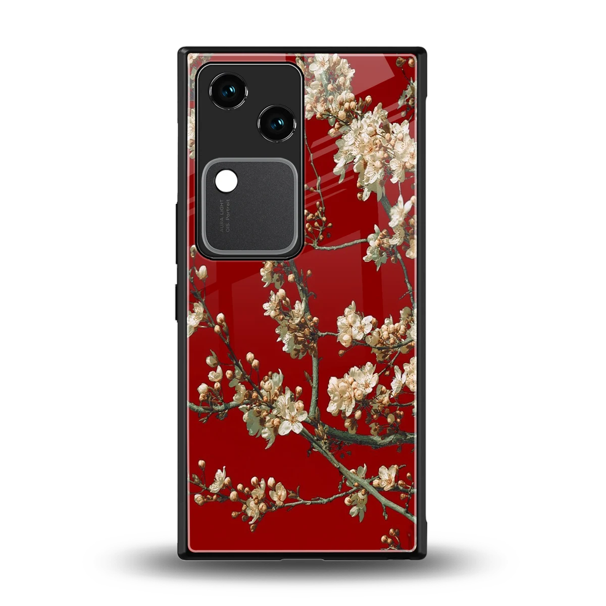 Scarlet Petals back phone cover | glass case for vivo v30