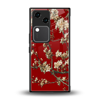 Scarlet Petals back phone cover | glass case for vivo v30