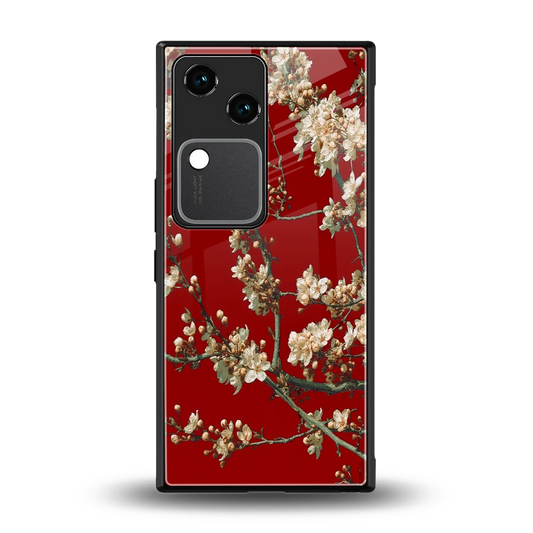 Scarlet Petals back phone cover | glass case for vivo v30
