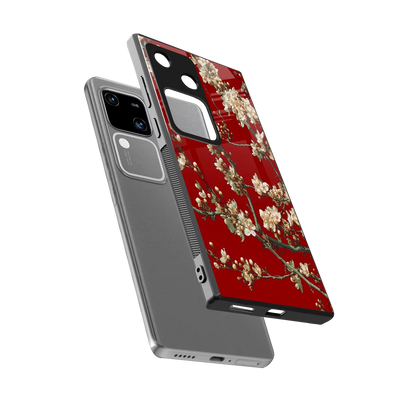 Scarlet Petals sleek vivo v30 cover with tempered glass back and TPU edges