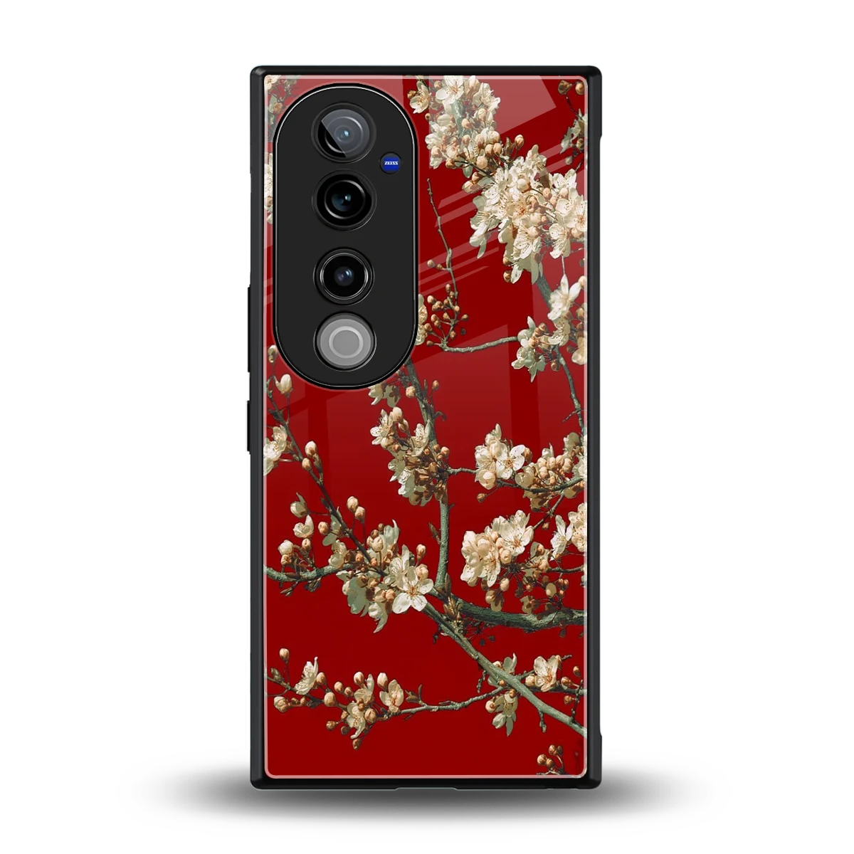 Scarlet Petals back phone cover | glass case for vivo v40 pro