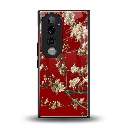 Scarlet Petals back phone cover | glass case for vivo v40 pro