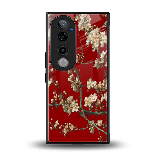 Scarlet Petals back phone cover | glass case for vivo v40 pro