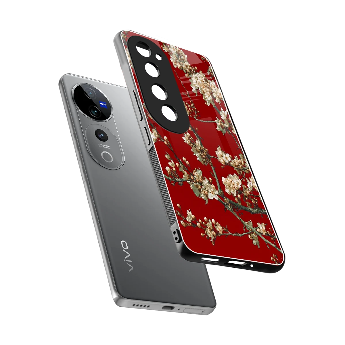 Scarlet Petals sleek vivo v40 pro cover with tempered glass back and TPU edges