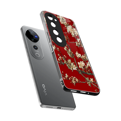 Scarlet Petals sleek vivo v40 pro cover with tempered glass back and TPU edges