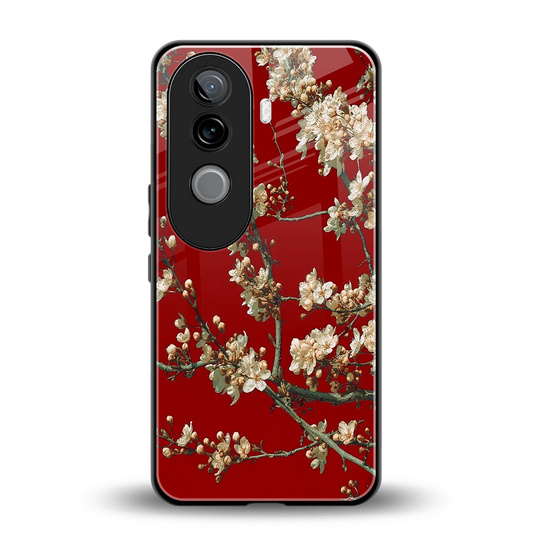 Scarlet Petals back phone cover | glass case for vivo v40e