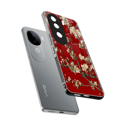 Scarlet Petals sleek vivo v40e cover with tempered glass back and TPU edges