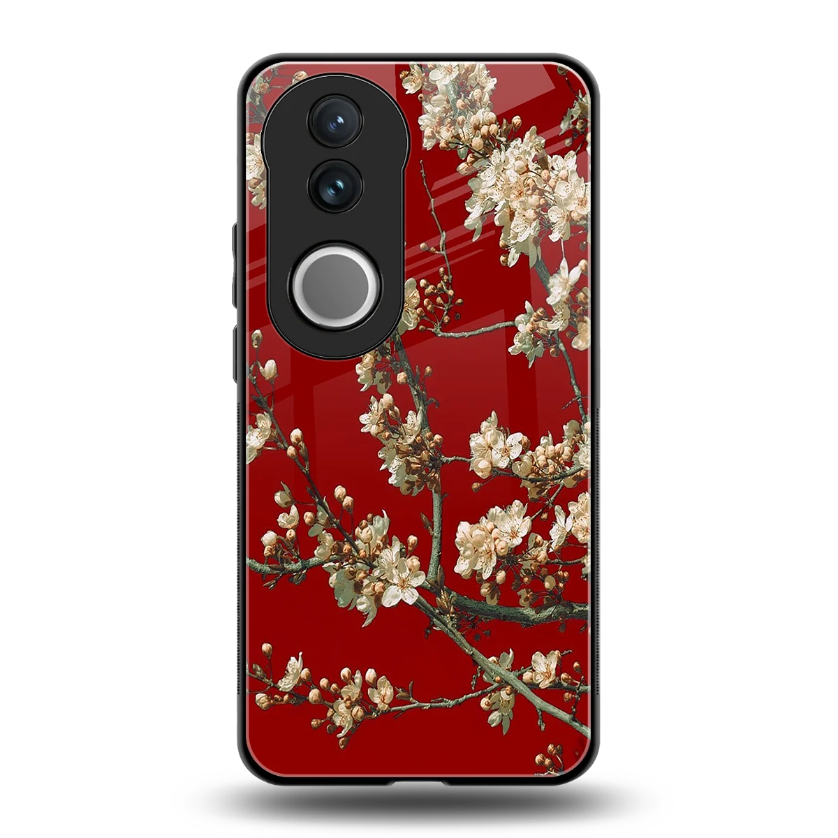 Scarlet Petals back phone cover | glass case for vivo v50
