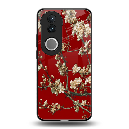 Scarlet Petals back phone cover | glass case for vivo v50