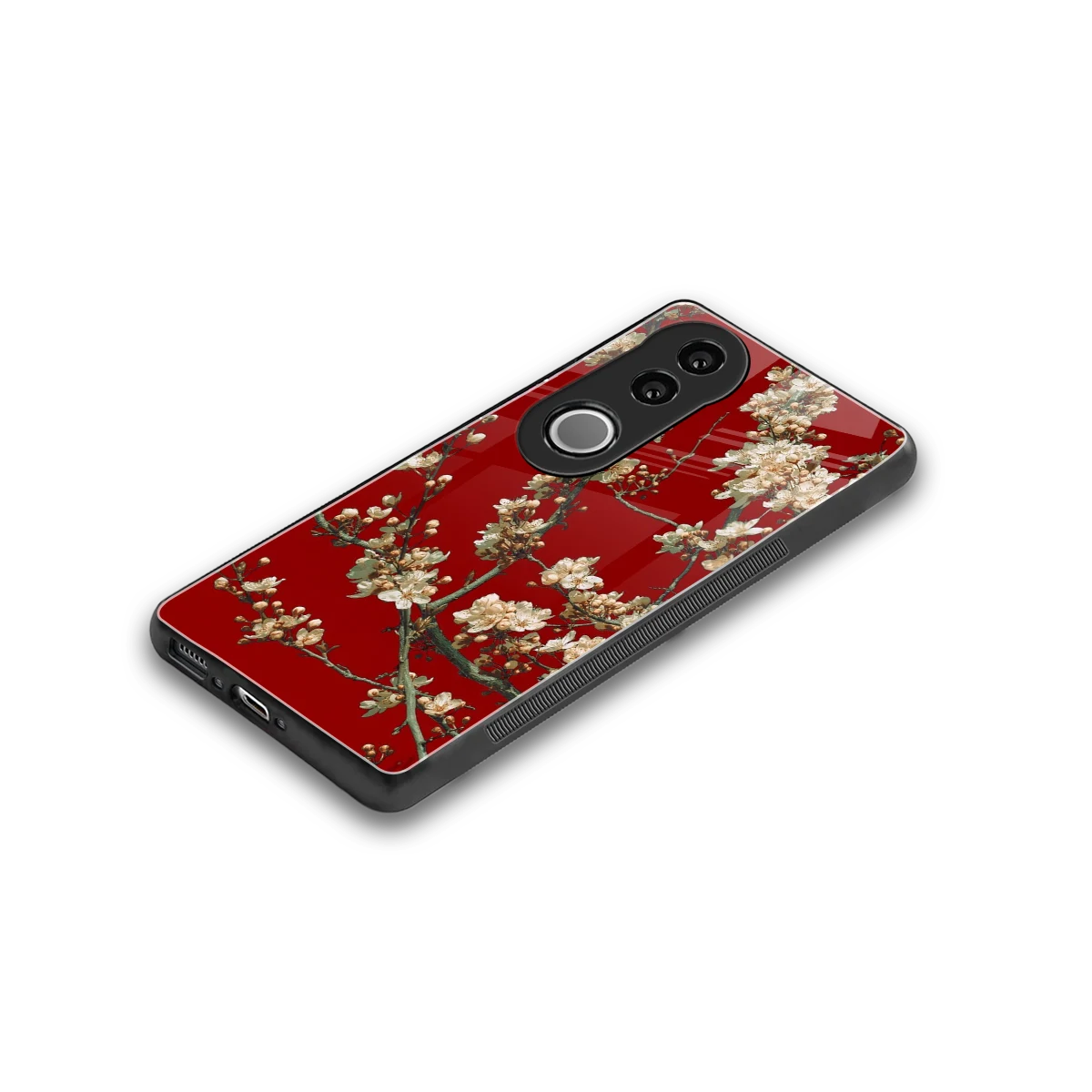 Scarlet Petals stylish phone case for vivo v50 | glossy glass and slim fit