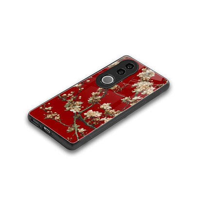 Scarlet Petals stylish phone case for vivo v50 | glossy glass and slim fit