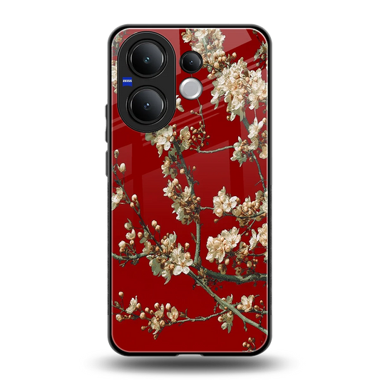 Scarlet Petals back phone cover | glass case for vivo v60