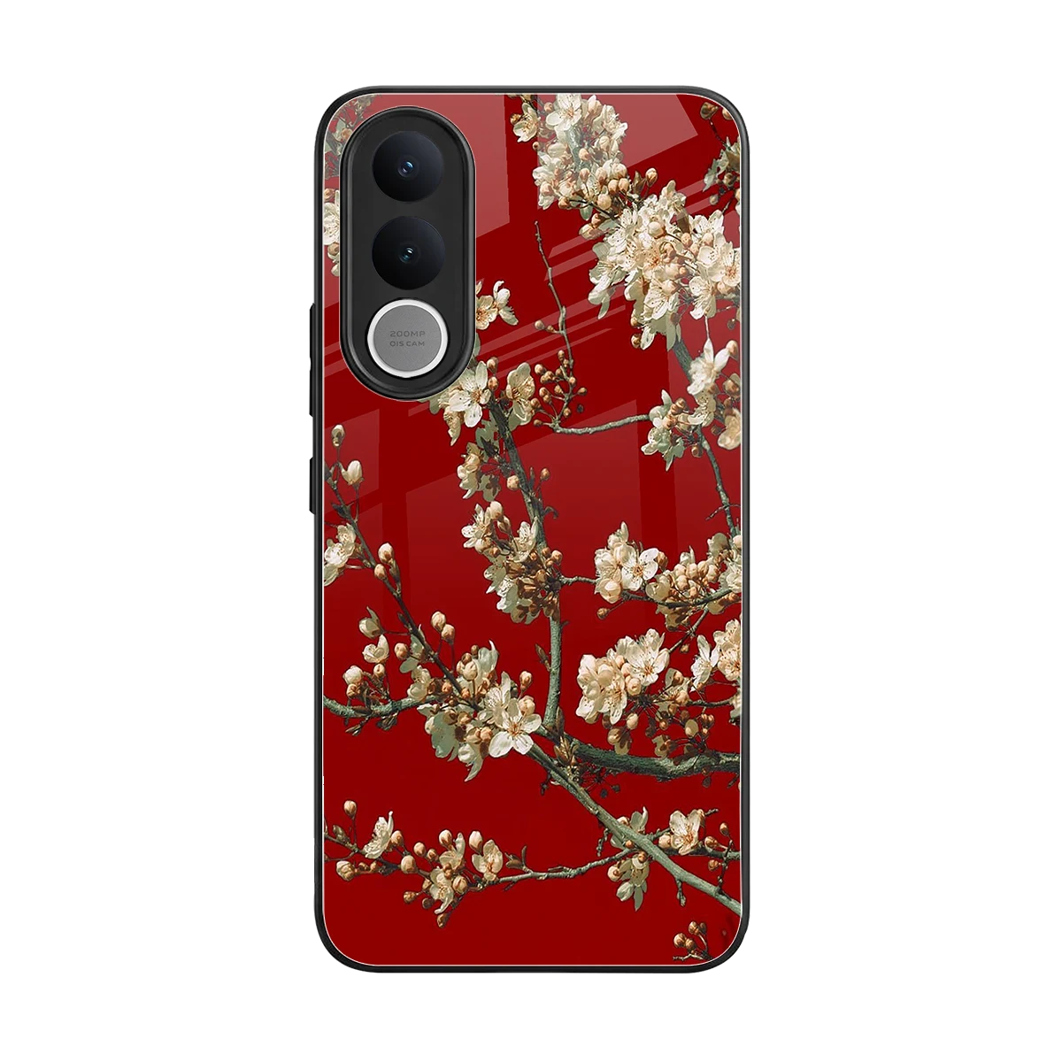 Scarlet Petals back phone cover | glass case for vivo v70 fe