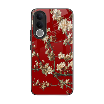 Scarlet Petals back phone cover | glass case for vivo v70 fe