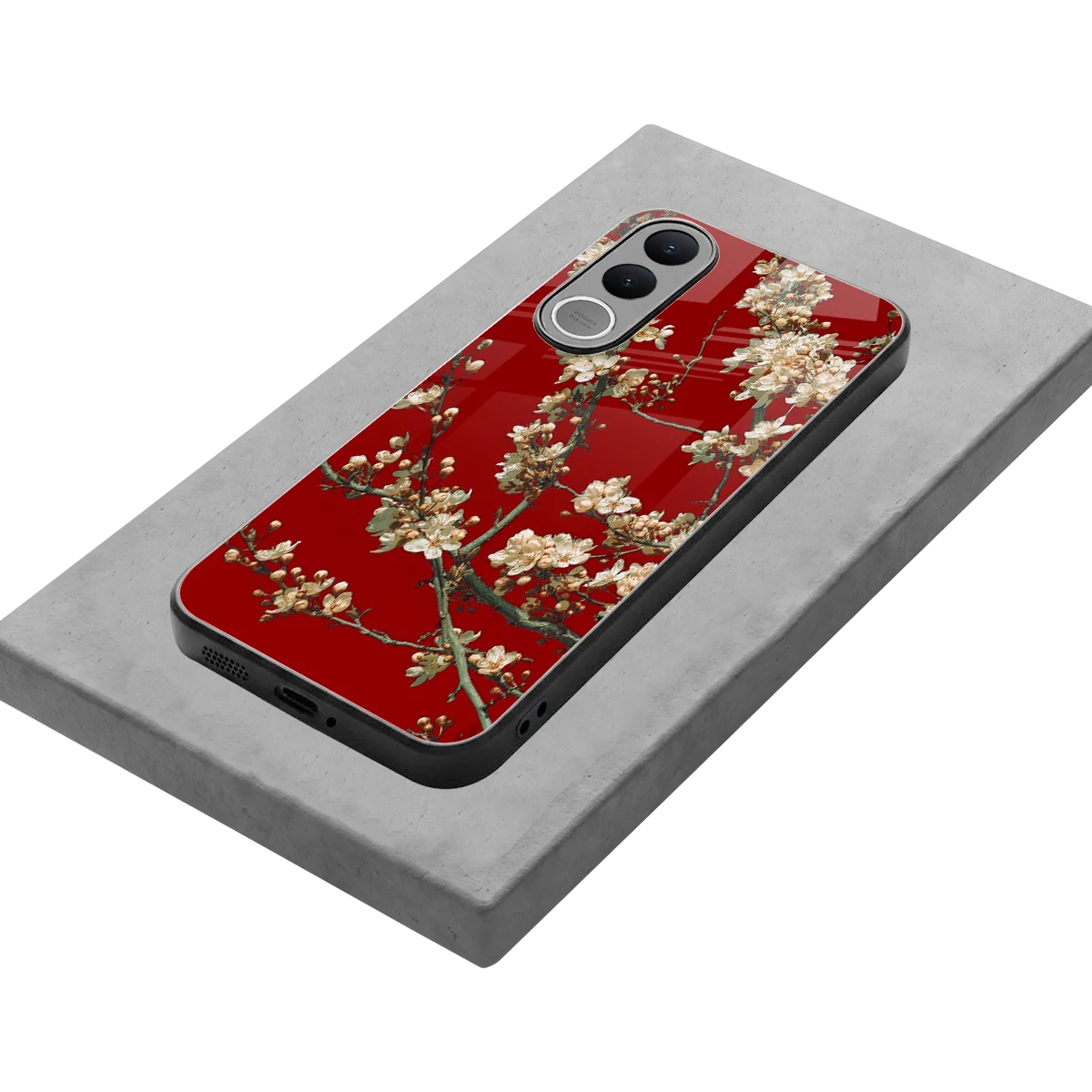 Scarlet Petals stylish phone case for vivo v70 fe | glossy glass and slim fit