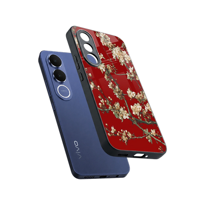 Scarlet Petals sleek vivo v70 fe cover with tempered glass back and TPU edges